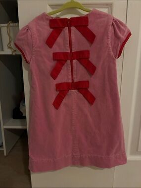 The Beaufort Bonnet Company Pink Dress with Red Bows Christmas dress